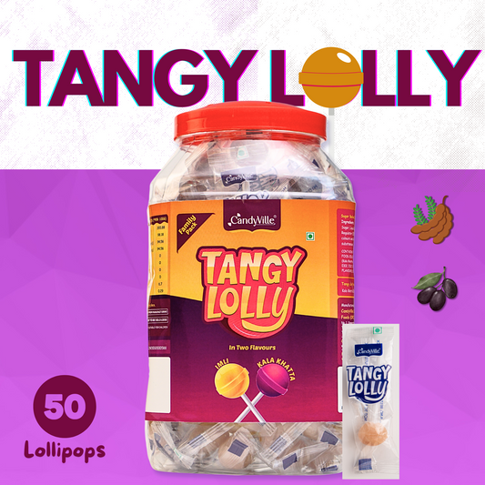 CandyVille TangyLolly Imli & Kala Khatta Flavored Lollipops 50 Pieces (600g)